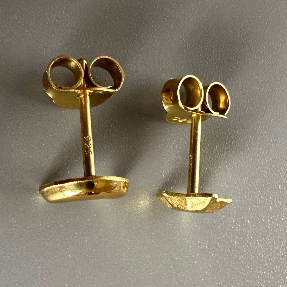 14K Gold Vermeil Celestial Mismatched Star & Moon Stud Earrings - Picture 11 of 11